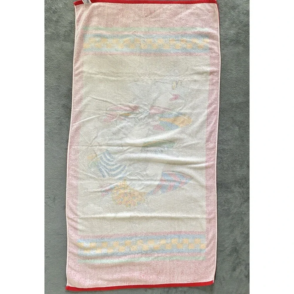 Seven Seas Shark Beach Pool Towel Vintage 30x60” Running Surfboard Checkerboard